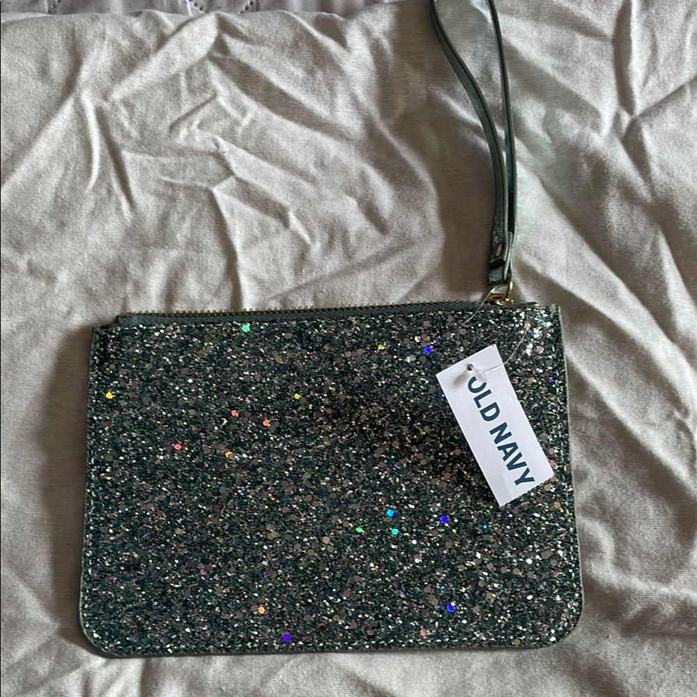 Old Navy Silver Wristlet Clutch with Sparkling Design